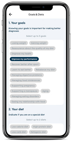 Goals and diets settings